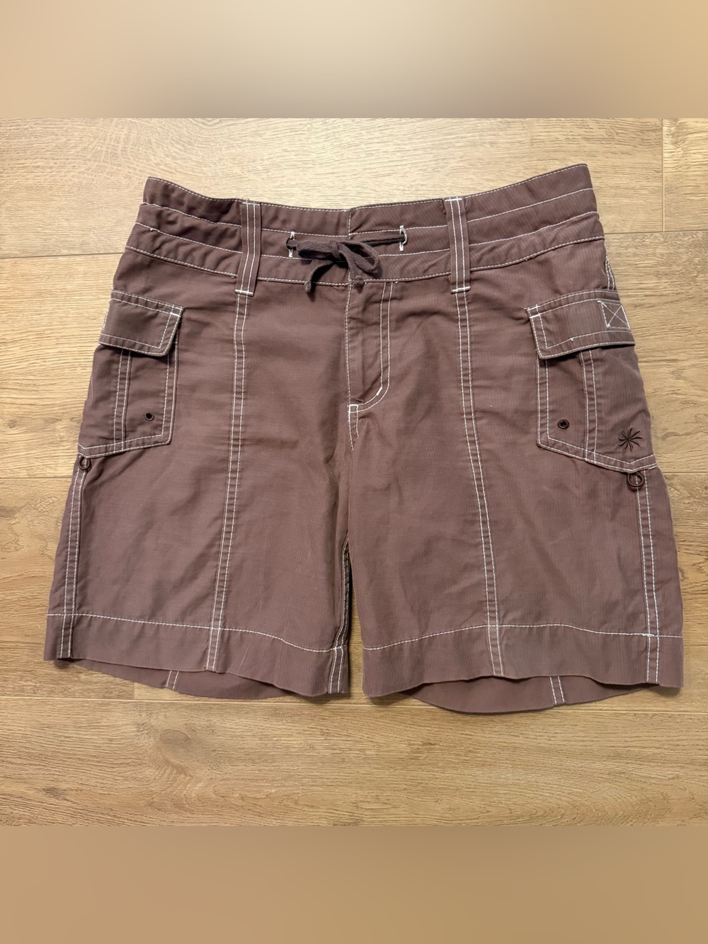 Athleta Women's Brown Drawstring Cargo Shorts with Utility Pockets, Size 2